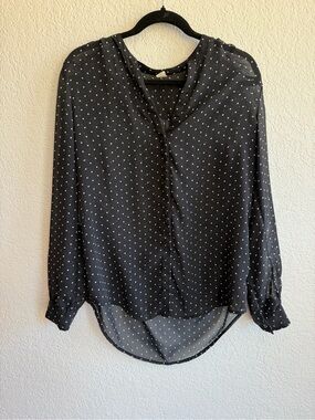 Old Navy Black Blouse with White Polka Dots